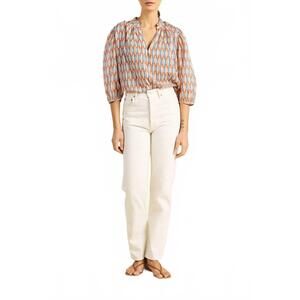 NEW TROVATA orly quarter sleeve blouse in retro grid